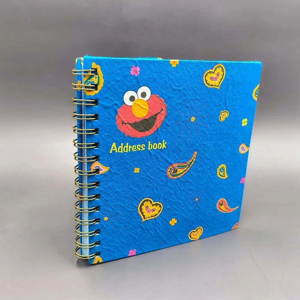 Sesame Street Elmo Address Book Blue Heart Paisley Spiral Bound Collectible Kids